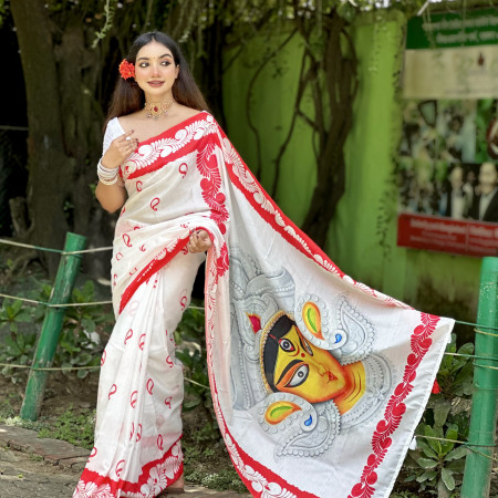 713 গ্লোসি সিল্ক ডিজিটাল প্রিন্ট শাড়ির