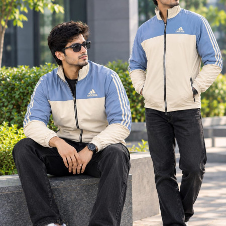 Winter Jacket Cream & Sky Blue