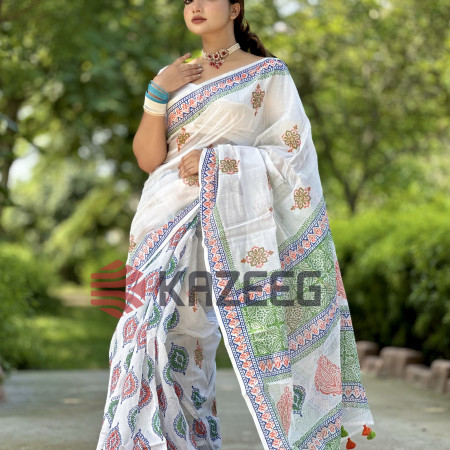 Block Print Saree  (KZ 401)