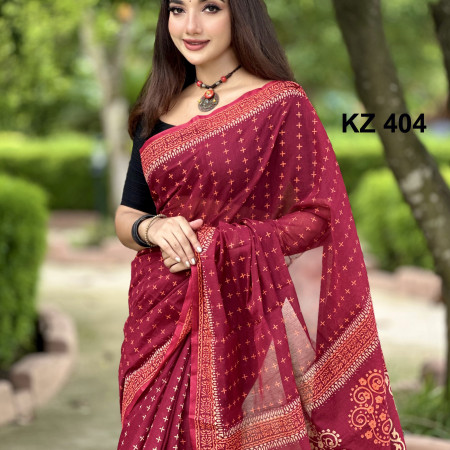 Block Print Saree  (KZ 404)