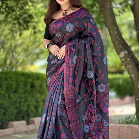 KZ115 Katan Silk Saree With blouse piece